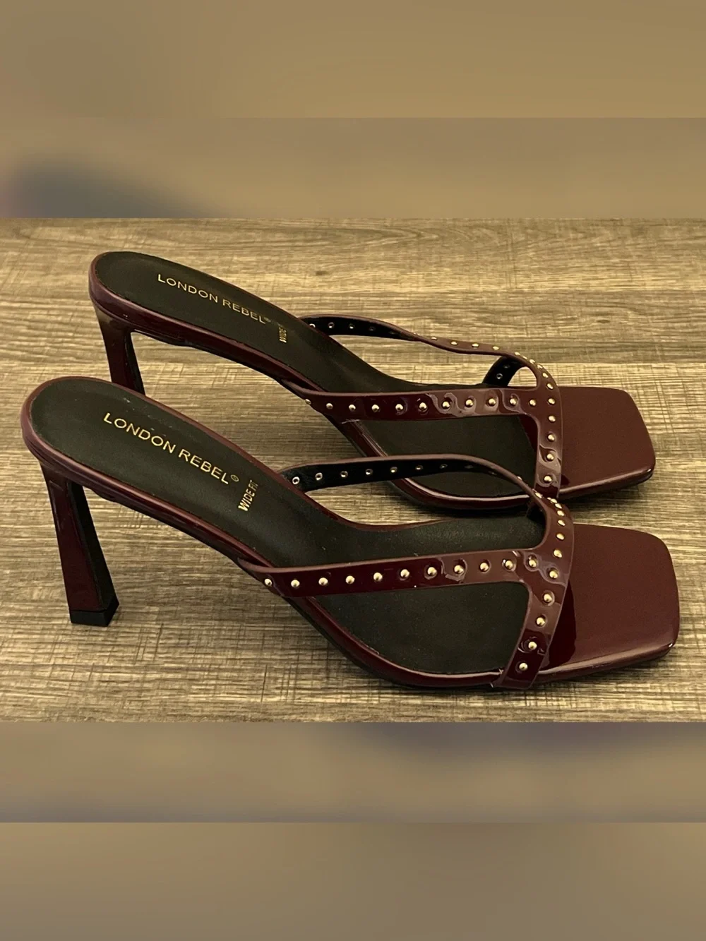 London Rebel Jamie Studded Heeled Sandals Brown Women’s Size -6